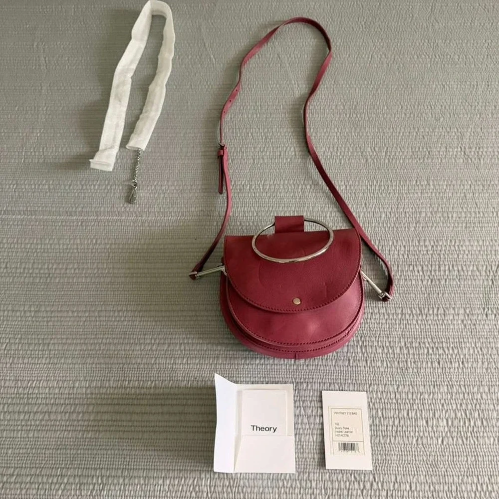 NWT Theory Women's Whitney 2.0 Bag Dusty Rose Leather Ring Handle Crossbody
